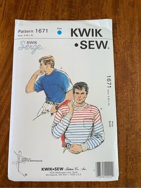 Kwik Sew Uncut Kwik Serge Men’s Stretch T Shirts Vintage 1987 Sewing Pattern FF